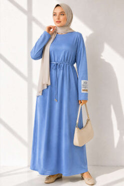 Alternative view of Arm Patch Belted Loisha Dress Baby Blue