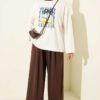 Belt-Printed French Terry Two-Piece Set Brown
