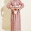 Mini Floral Dress with Ribbon Detail Powder Pink