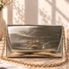 Ribbon Detail Chain Strap Crossbody Bag Gold