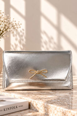 Alternative view of Ribbon Detail Chain Strap Crossbody Bag Silver