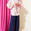 Balloon Sleeve Shirt with Eyelet Detail Pink - Image 2