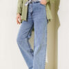 Fringe Hem Belted Denim Pants Light Charcoal – Image 2