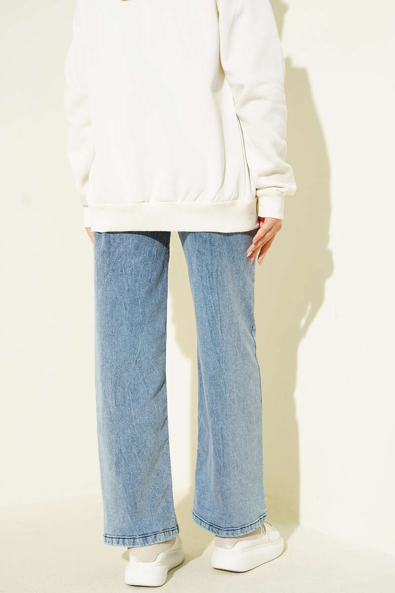 Fringe Hem Belted Denim Pants Light Black - Image 3