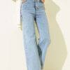 Fringe Hem Belted Denim Pants Light Denim