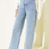 Fringe Hem Belted Denim Pants Light Denim – Bild 2