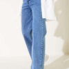 Fringe Hem Belted Denim Pants Light Denim – Bild 7