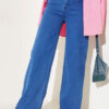 Fringe Hem Belted Denim Pants Light Denim – Bild 8