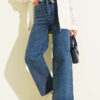 Fringe Hem Belted Denim Pants Light Denim – Bild 9