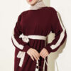 Belted Ribbon-Detail French Terry Dress Burgundy – Bild 2