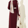 Belted Ribbon-Detail French Terry Dress Burgundy – Bild 3