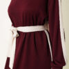Belted Ribbon-Detail French Terry Dress Burgundy – Bild 4