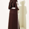 Belted Ribbon-Detail French Terry Dress Brown - الصورة 3