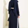 Belted Ribbon-Detail French Terry Dress Navy Blue - الصورة 3