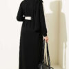 Belted Ribbon-Detail French Terry Dress Black - الصورة 3