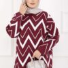 Lavin Zigzag Patterned Knit Sweater Burgundy – Image 2