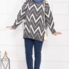 Lavin Zigzag Patterned Knit Sweater Grey – Image 4