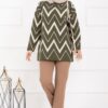 Lavin Zigzag Patterned Knit Sweater Khaki - Image 3