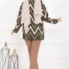 Lavin Zigzag Patterned Knit Sweater Khaki - Image 5