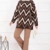 Lavin Zigzag Patterned Knit Sweater Brown - Image 3