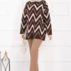 Lavin Zigzag Patterned Knit Sweater Brown - Image 4