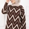 Lavin Zigzag Patterned Knit Sweater Brown - Image 2