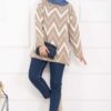 Lavin Zigzag Patterned Knit Sweater Brown - Image 7
