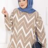Lavin Zigzag Patterned Knit Sweater Brown - Image 8