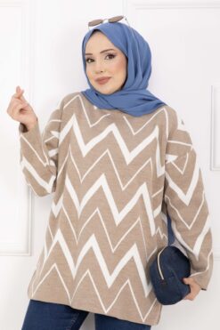 Alternative view of Lavin Zigzag Patterned Knit Sweater Mink