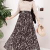 Leopard Print Chiffon Skirt with Belt Brown – Image 3