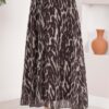 Leopard Print Chiffon Skirt with Belt Brown – Image 2