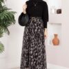 Leopard Print Chiffon Skirt with Belt Black – Image 4