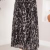 Leopard Print Chiffon Skirt with Belt Black – Image 2