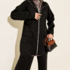 Leopard Panel Zip-Up Scuba Two-Piece Set Black - Imagen 2