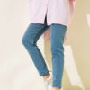 Stretch Boyfriend Denim Trousers Light Blue - الصورة 2