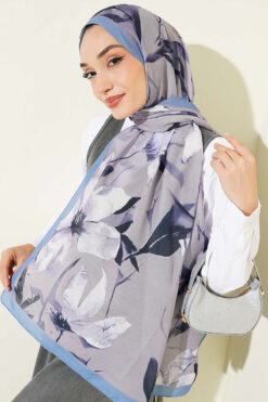 Alternative view of Lily Pattern Soft Shawl Baby Blue