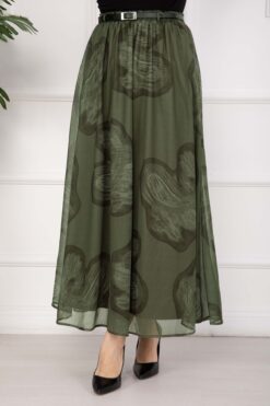 Alternative view of Lora Belted Lined Tulle Skirt Khaki