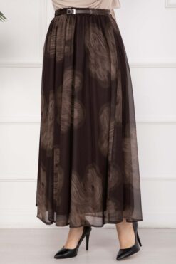 Alternative view of Lora Belted Lined Tulle Skirt Brown