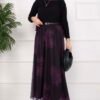 Lora Belted Lined Tulle Skirt Plum - immagine 4