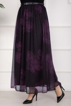 Alternative view of Lora Belted Lined Tulle Skirt Plum