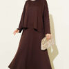 Loyşa Basic Tunic Skirt Set Dark Brown