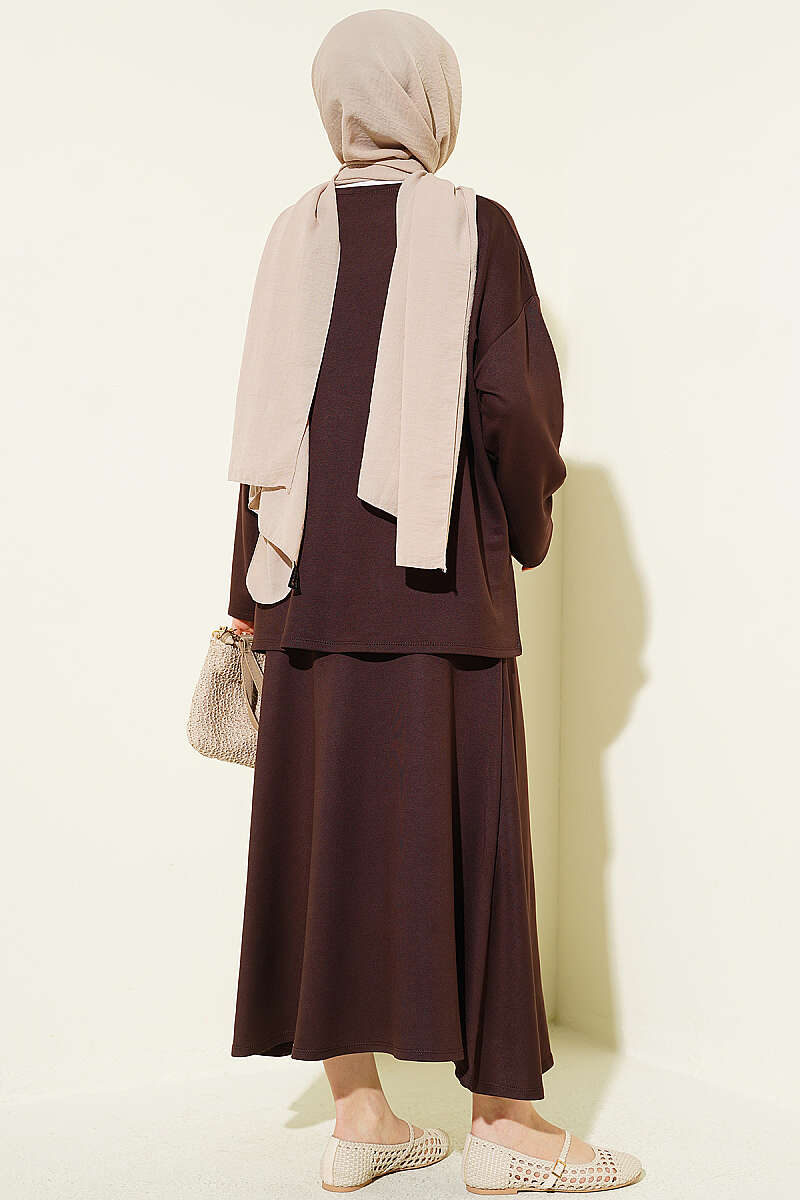 Loyşa Basic Tunic Skirt Set Dark Brown – Bild 3