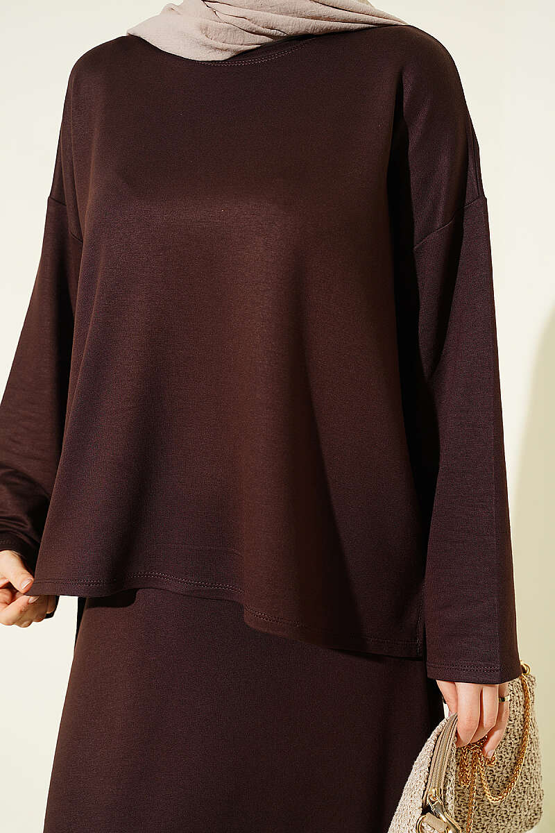 Loyşa Basic Tunic Skirt Set Dark Brown – Bild 4