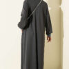 Loyşa Denim Garment with Ribbed Hem Edge Dress Smoke - الصورة 3