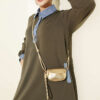 Loyşa Denim Garment with Ribbed Hem Edge Dress Khaki - الصورة 2
