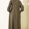 Loyşa Denim Garment with Ribbed Hem Edge Dress Khaki - الصورة 3