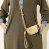 Loyşa Denim Garment with Ribbed Hem Edge Dress Khaki - الصورة 4