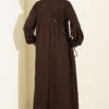 Loyşa Denim Garment with Ribbed Hem Edge Dress Brown - Imagen 3