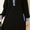 Loyşa Denim Garment with Ribbed Hem Edge Dress Black - Image 4