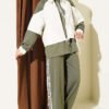 Loysa Stripe Detail Two-Piece Set Khaki